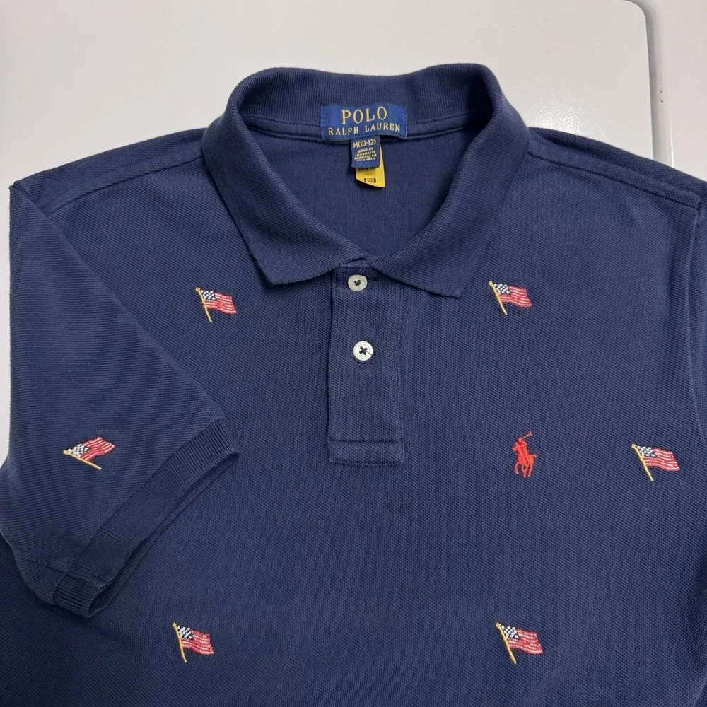 POLO RALPH LAUREN USA AMERICAN FLAG POLO SHIRT YOUTH SIZE M (10-12)